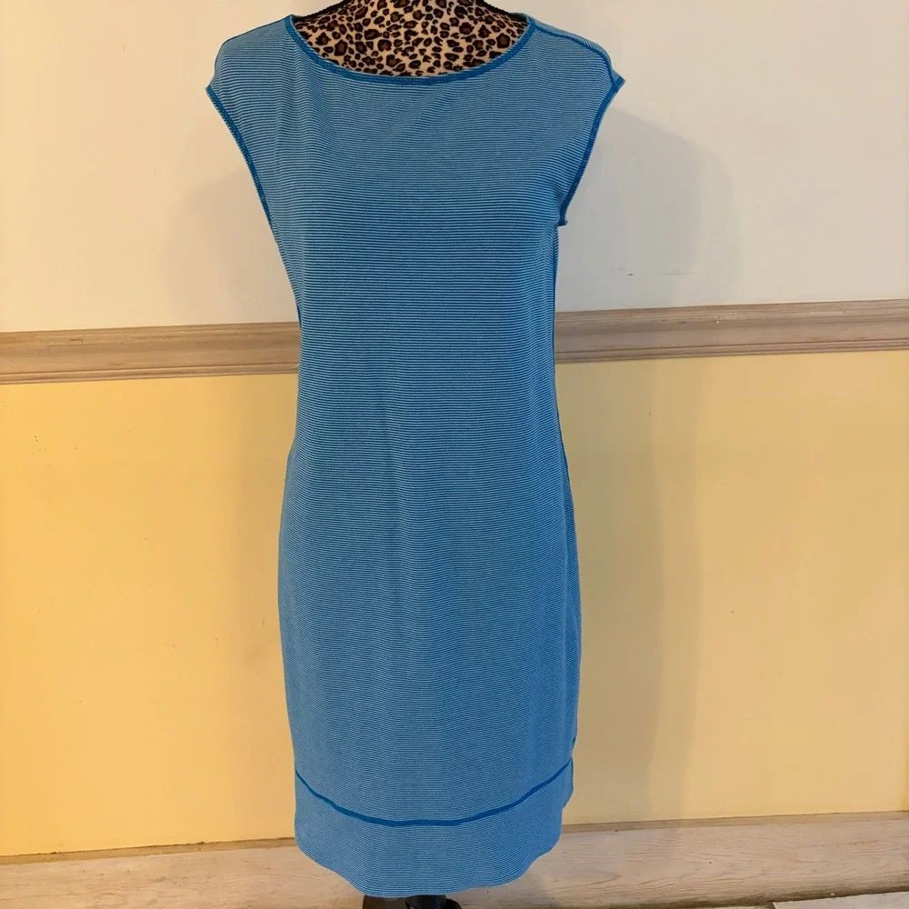 Tommy Bahama Reversible Blue Striped Sleeveless Knit Sheath Dress Beach Cover Up - Picture 4 of 5